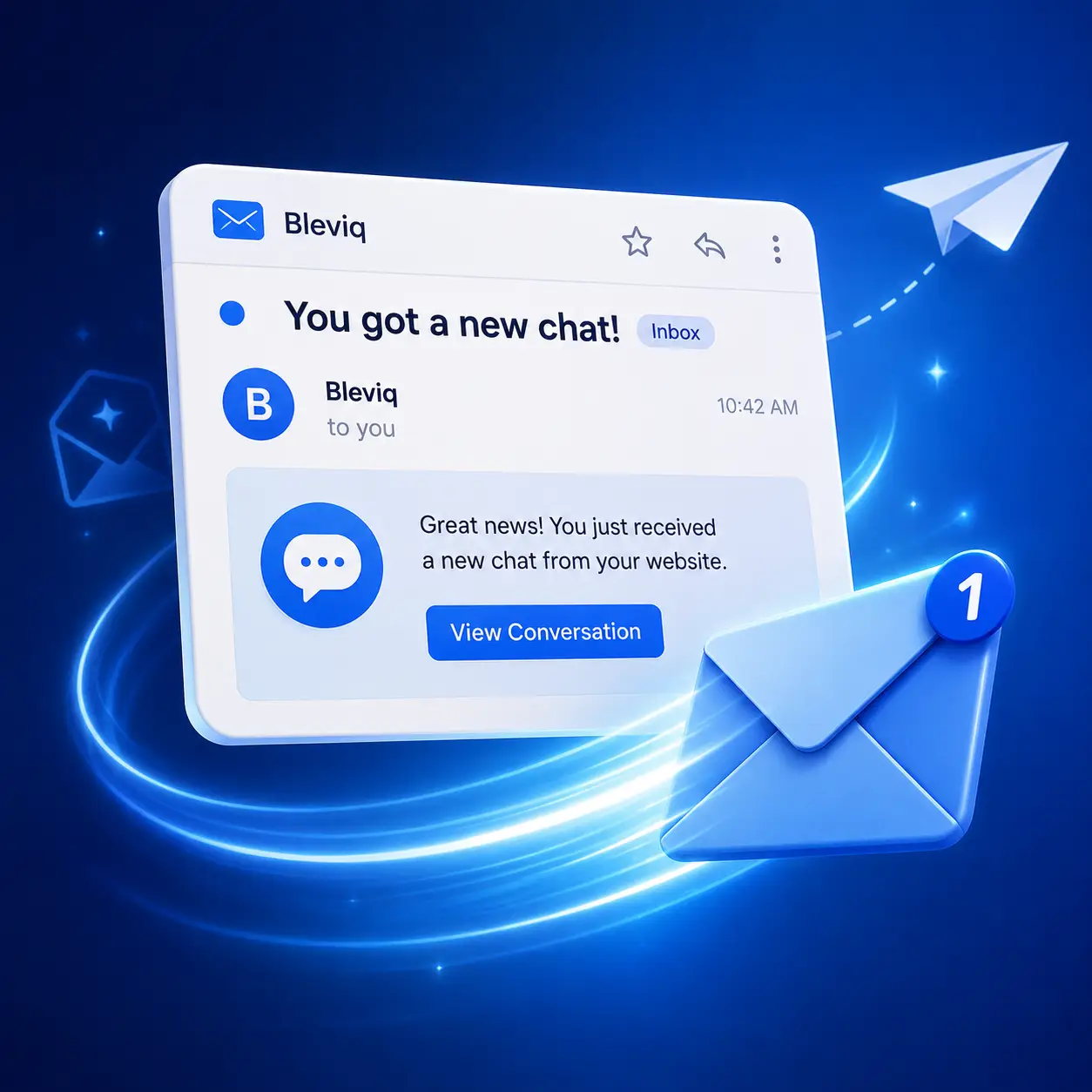 Email notification showing a new chat from your website